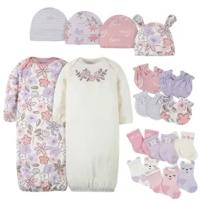 16-Piece Baby Girls Bunny Ballerina Gown, Mitten, Cap, & Sock Set