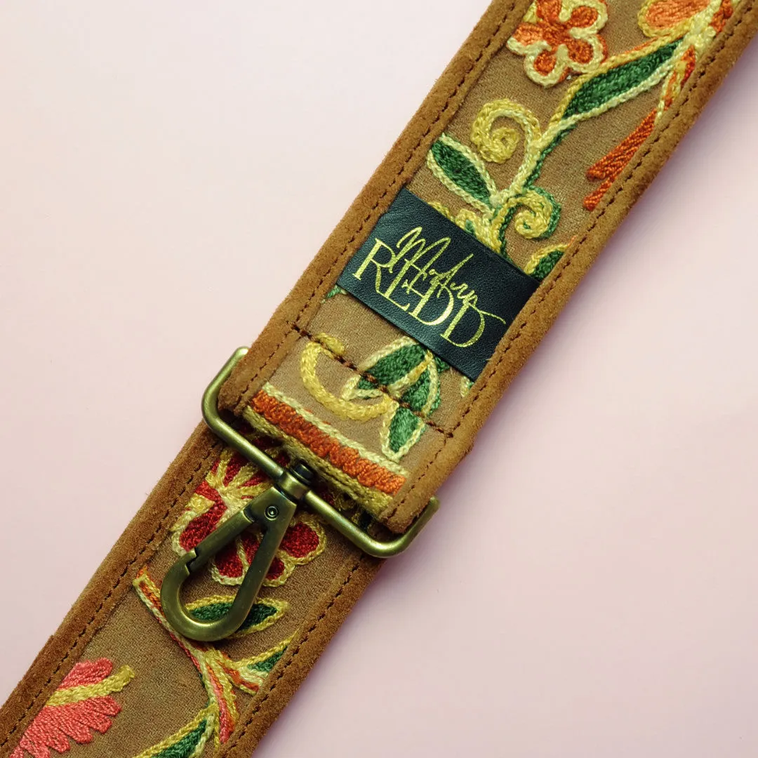 Artisan Redd Chesnut Brown Retro Embroidered Shoulder Strap