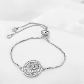 Aum Om Silver Cubic Zirconia American Diamond Slider Tennis Bracelet