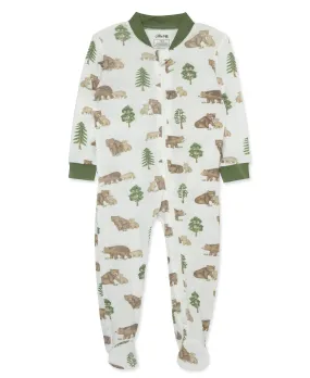 Bear Zip Front Bamboo Footie