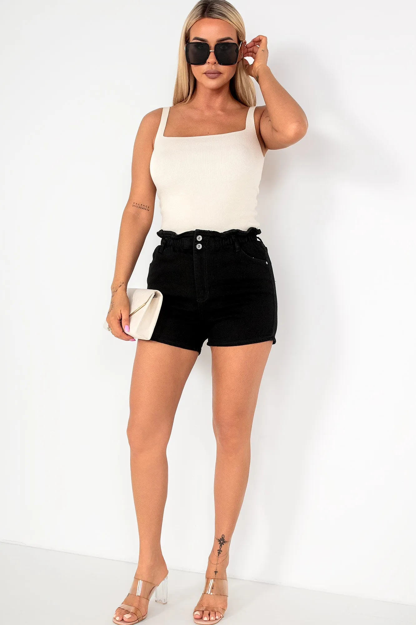 Cassandra Black Denim Shorts