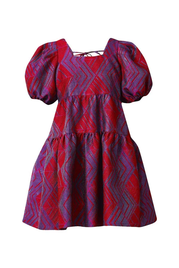 Emily Lovelock Bonnie Crimson Jacquard BurnOut Velvet Dress