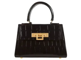 Fonteyn Mignon Orinoco 'Croc' Print Calf Leather Handbag - Black