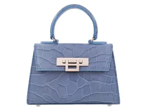 Fonteyn Mignon Orinoco 'Croc' Print Calf Leather Handbag - Bluebell/Silver