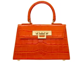 Fonteyn Mignon Orinoco 'Croc' Print Calf Leather Handbag - Orange