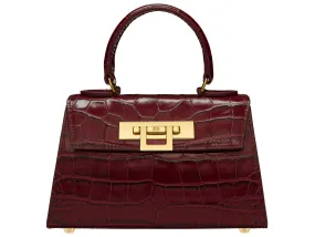 Fonteyn Mignon Orinoco 'Croc' Print Calf Leather Handbag - Wine