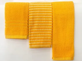 Lushomes Cotton Kitchen Towels, Hand Towel Set of 6, Napkin for Hand Towels, hand towel for wash basin, face towel for men (Pack of 3, 34 x 51 cms, Golden Yellow)