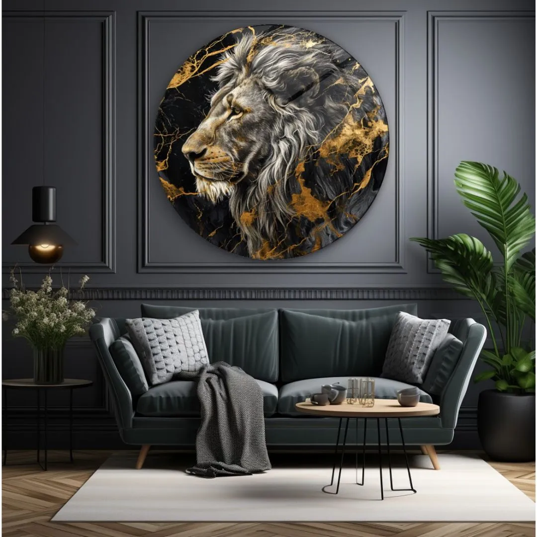 Majestic Lion Glass Wall Art