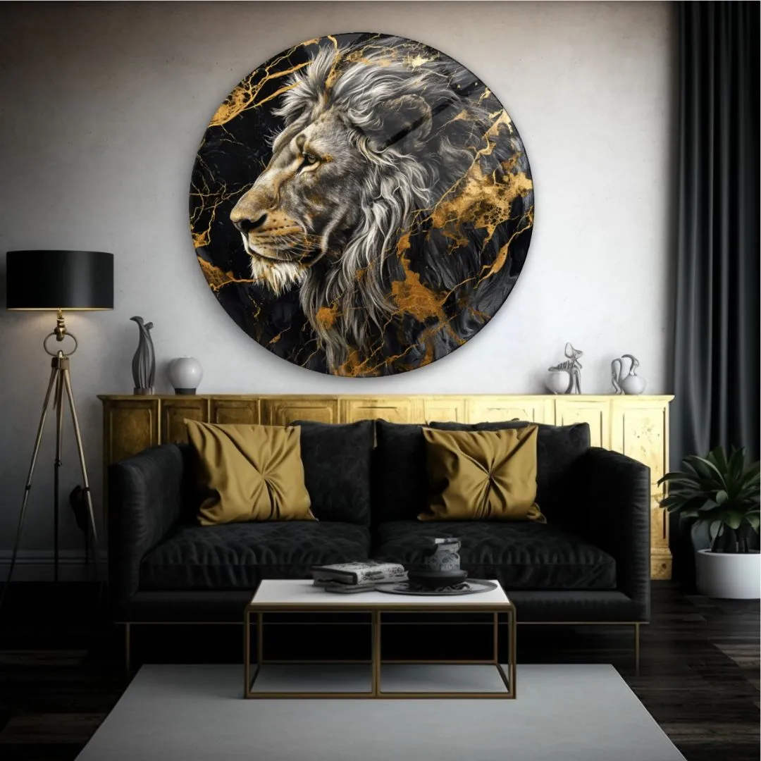 Majestic Lion Glass Wall Art