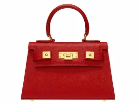 Maya Mignon Dolomite Pebble Print Calf Leather Handbag - Scarlet