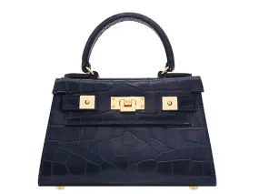 Maya Mignon Orinoco 'Croc' Print Calf Leather Handbag - Navy