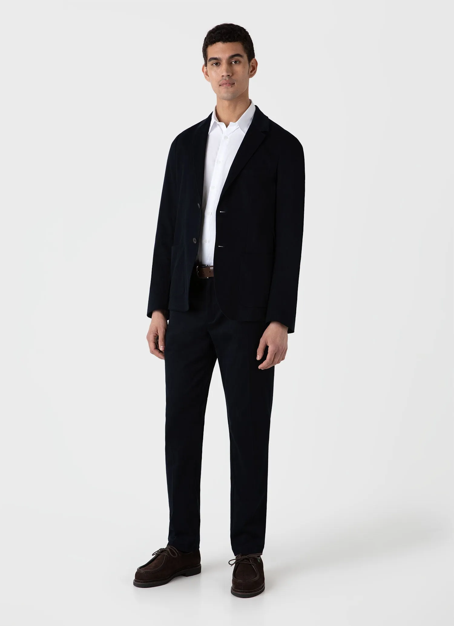 Men's Brushed Cotton Wool Blazer in Navy