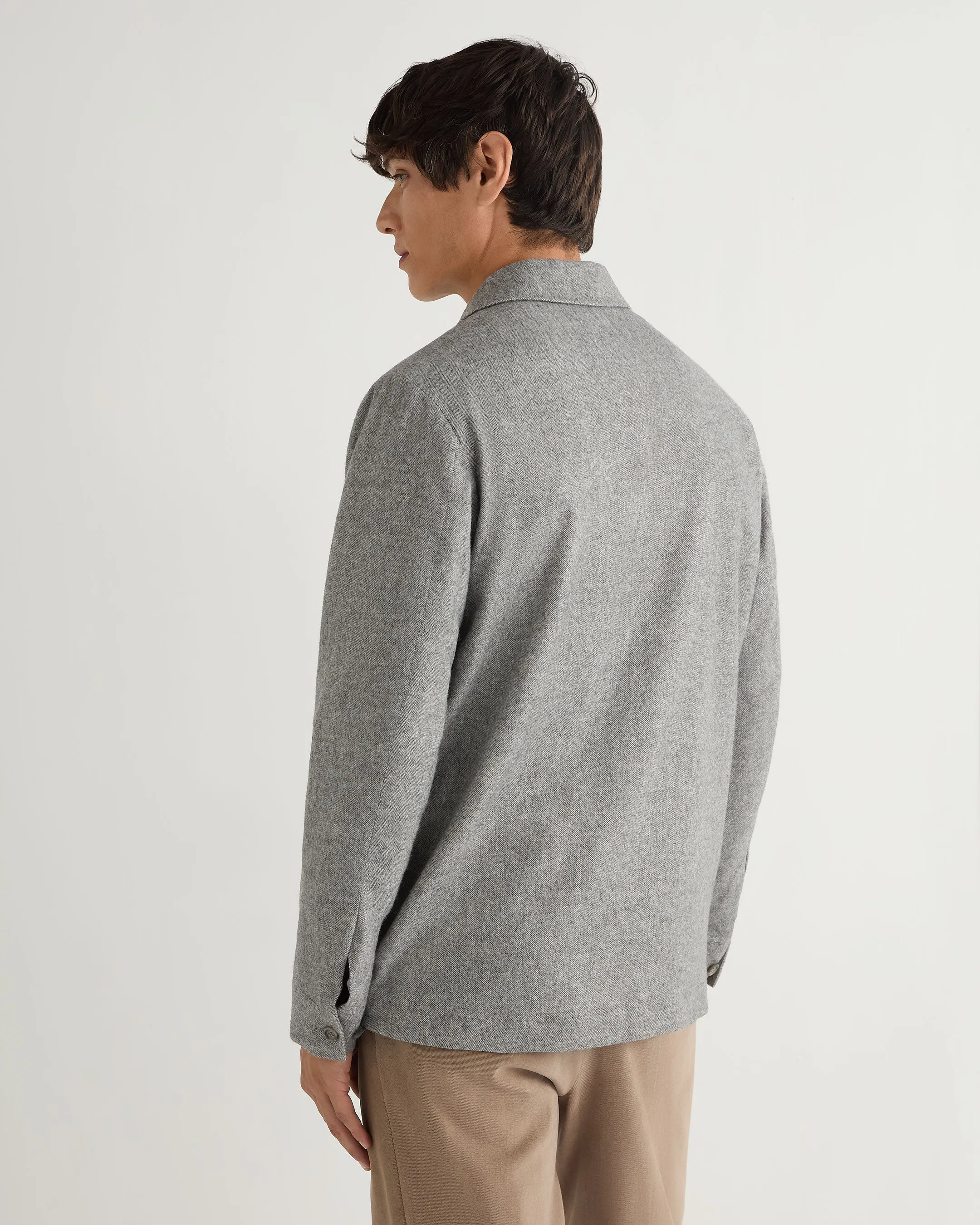 Men's Scala Herringbone Overshirt Grey