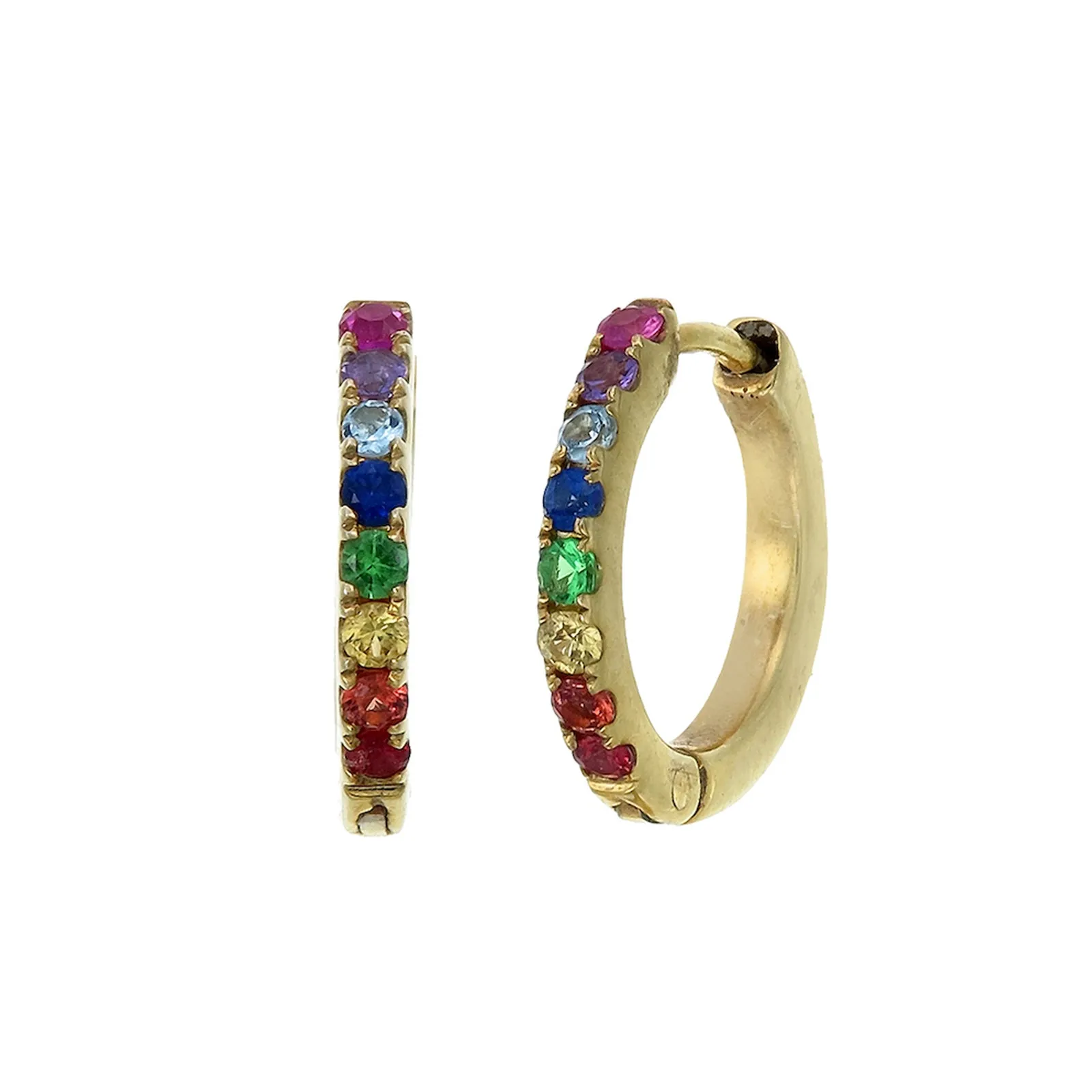 MINI HALO HOOPS - RAINBOW GEMS - GOLD PLATE - PAIR