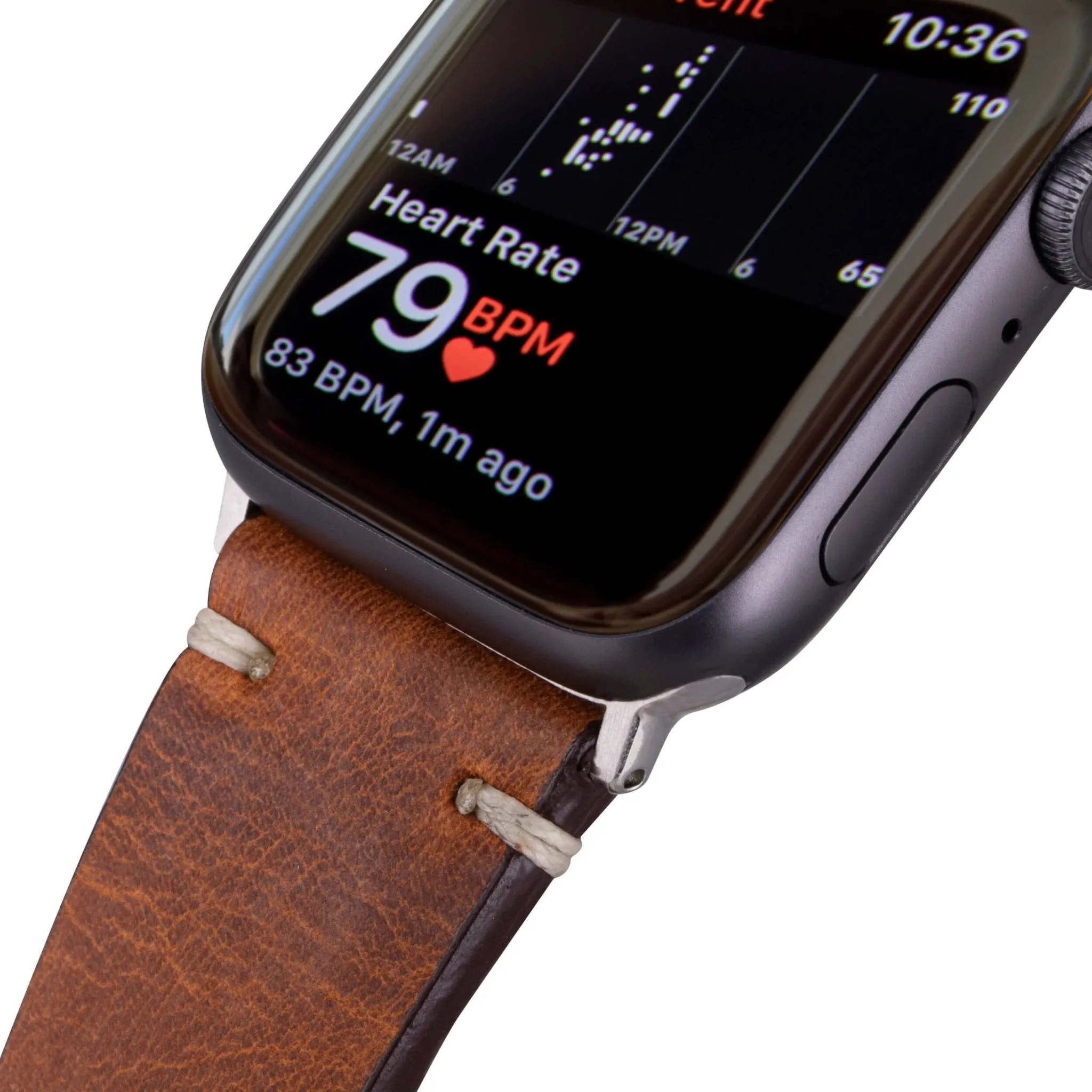 Modern Newport Band for Apple Watch 44mm / 45mm, Golden Brown, Silver Hardware