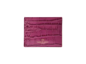 Single Card Holder Orinoco 'Croc' Print Calf Leather - Cyclamen