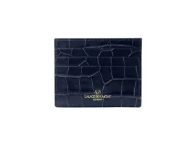 Single Card Holder Orinoco 'Croc' Print Calf Leather - Navy