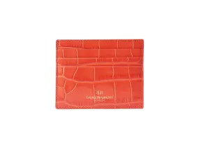 Single Card Holder Orinoco 'Croc' Print Calf Leather - Orange