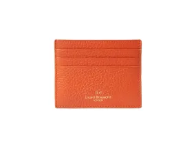 Single Card Holder Soft Grainy Print Calf Leather - Orange